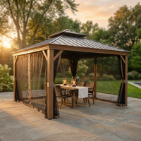 12-Ft X 16 Gazebo Brown Gazebo with Hardtop Roof (Screen Included) — Studio Shot