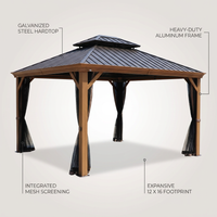 12-Ft X 16 Gazebo Brown Gazebo with Hardtop Roof (Screen Included) — infographic