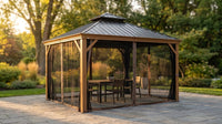 12-Ft X 16 Gazebo Brown Gazebo with Hardtop Roof (Screen Included) — Lifestyle