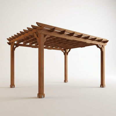 Cedar Wood Pergola Built for Weather Resistance, 12x16 Frame, Stakes Included, Snow and Wind Rated