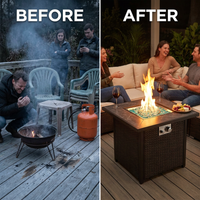 32 In. Propane Fire Pit Table, 40,000 BTU Auto-Ignition Gas Fire Table for outside Patio — Before & After
