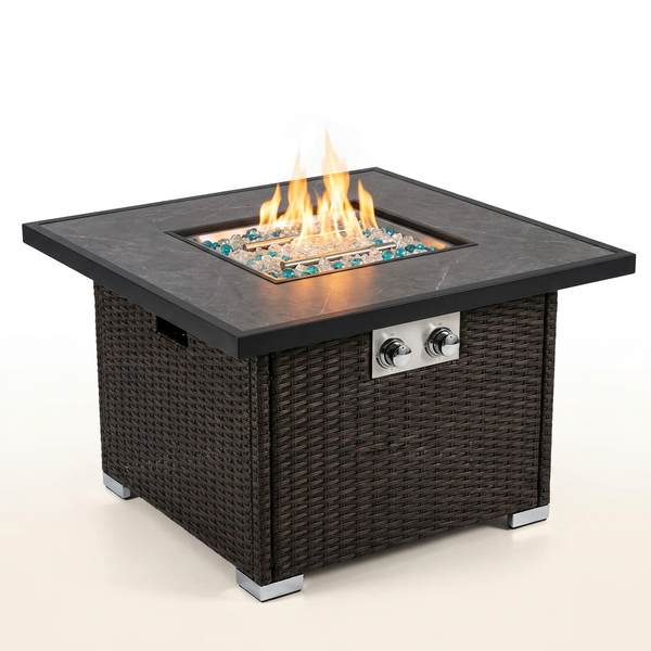 32 In. Propane Fire Pit Table, 40,000 BTU Auto-Ignition Gas Fire Table for outside Patio — Studio Shot