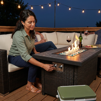 32 In. Propane Fire Pit Table, 40,000 BTU Auto-Ignition Gas Fire Table for outside Patio — Lifestyle