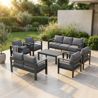 Aluminum Patio Furniture Set, 7 Piece Metal Outdoor Set, Patio Furniture Set with Waterproof Covers for Backyard Garden（Grey） — Studio Shot