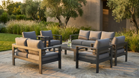 Aluminum Patio Furniture Set, 7 Piece Metal Outdoor Set, Patio Furniture Set with Waterproof Covers for Backyard Garden（Grey） — Lifestyle