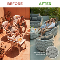 Outdoor Patio Furniture Set Built for All Weather, 6-Piece Aluminum, Olefin Rope Design, Water Repellent Cushions — Before & After