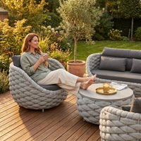 Outdoor Patio Furniture Set Built for All Weather, 6-Piece Aluminum, Olefin Rope Design, Water Repellent Cushions — Lifestyle