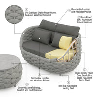 Outdoor Patio Furniture Set Built for All Weather, 6-Piece Aluminum, Olefin Rope Design, Water Repellent Cushions — How It Works
