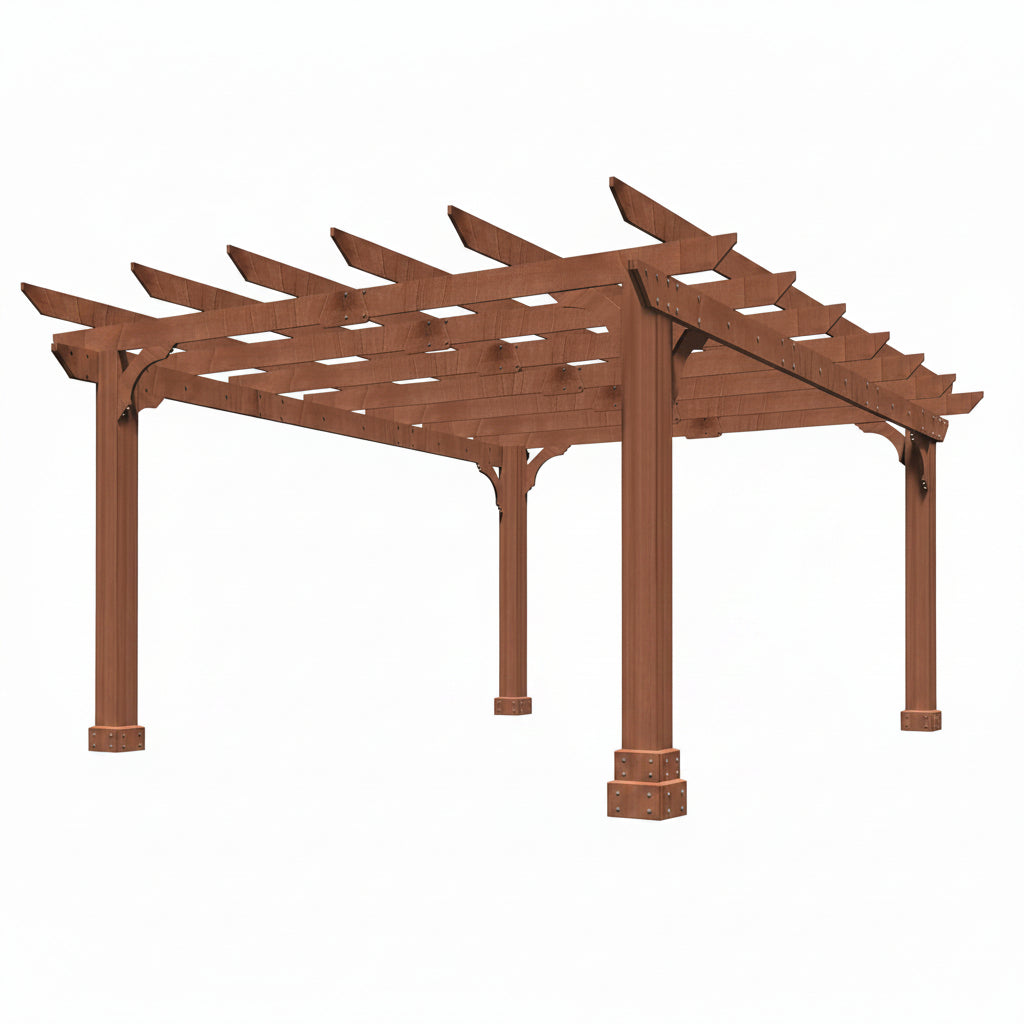 10' X 12' Patio Pergola, Cedar Wood Pergolas with Solid Structure, Pergola Kits, Outdoor Pergolas and Gazebos with Slatted Trellis Roof for Deck Backyard Grill Party Garden